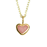Pink Sea Glass Heart Necklace, Gold Vermeil