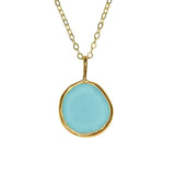 Blue Sea Glass Necklace - Gold Vermeil