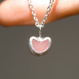 Pink Sea Glass Heart Necklace