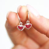 Red Sea Glass Heart Hoops