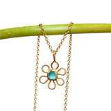 Sea Glass Flower Necklace - Gold Vermeil