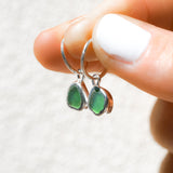 Green Sea Glass Hoops