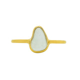 Light Blue Sea Glass, Gold Vermeil - Size V 1/2