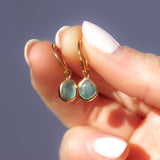 Green Sea Glass Hoops - Gold Vermeil