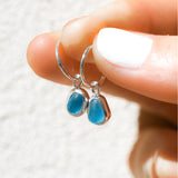 Blue Sea Glass Hoops