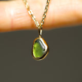 Green Sea Glass Necklace - Gold Vermeil