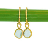 Light Blue Sea Glass Hoops - Gold Vermeil