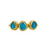 Blue Sea Glass, Gold Vermeil - Size O