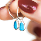 Blue Sea Glass Hoops