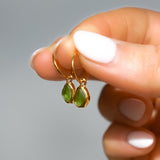 Green Sea Glass Hoops - Gold Vermeil