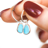 Blue Sea Glass Hoops