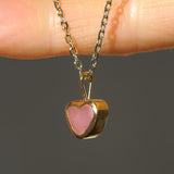 Pink Sea Glass Heart Necklace, Gold Vermeil