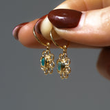 Blue Sea Glass Flower Hoops - Gold Vermeil