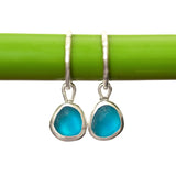 Blue Sea Glass Hoops