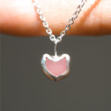 Pink Sea Glass Heart Necklace