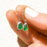 Green Sea Glass Hoops