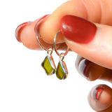 Green Sea Glass Hoops