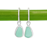 Green Sea Glass Hoops