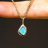 Blue Sea Glass Necklace - Gold Vermeil