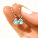 Blue Sea Glass Hoops