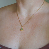 Green Sea Glass Necklace - Gold Vermeil