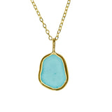 Blue Sea Glass Necklace - Gold Vermeil