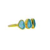 Blue Sea Glass, Gold Vermeil - Size R