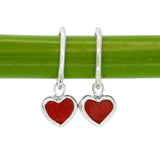 Red Sea Glass Heart Hoops