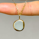 Light Blue Sea Glass Necklace - Gold Vermeil