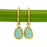Green Sea Glass Hoops - Gold Vermeil