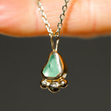 Green Sea Glass Necklace - Gold Vermeil
