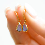 Lilac Sea Glass Hoops - Gold Vermeil