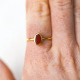 Red Sea Glass, Gold Vermeil - Size R