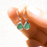 Green Sea Glass Hoops