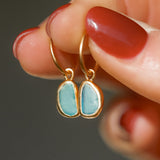 Blue Sea Glass Hoops - Gold Vermeil
