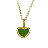 Green Sea Glass Heart Necklace, Gold Vermeil