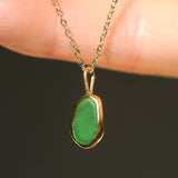 Green Sea Glass Necklace - Gold Vermeil