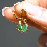 Green Sea Glass Hoops - Gold Vermeil