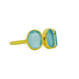 Blue Sea Glass, Gold Vermeil - Size S