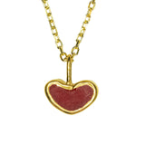 Red Sea Glass Heart Necklace, Gold Vermeil
