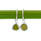 Green Sea Glass Hoops
