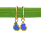 Blue Sea Glass Hoops - Gold Vermeil