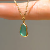 Green Sea Glass Necklace - Gold Vermeil