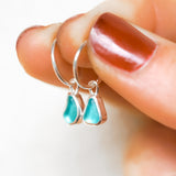 Blue Sea Glass Hoops