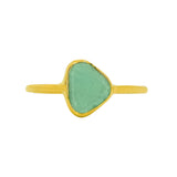 Green Sea Glass, Gold Vermeil - Size U