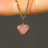 Pink Sea Glass Heart Necklace, Gold Vermeil