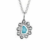 Blue Sea Glass Sun Necklace