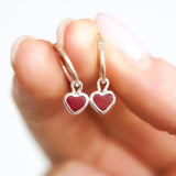 Red Sea Glass Heart Hoops
