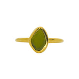 Green Sea Glass, Gold Vermeil - Size O