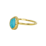 Blue Sea Glass, Gold Vermeil - Size Q